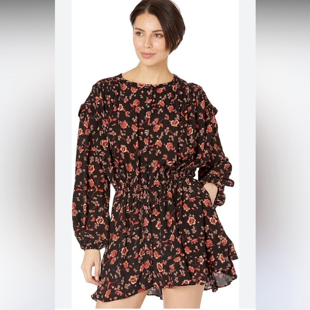 Free People Flower Fields Mini Dress Dark Combo Sz Large